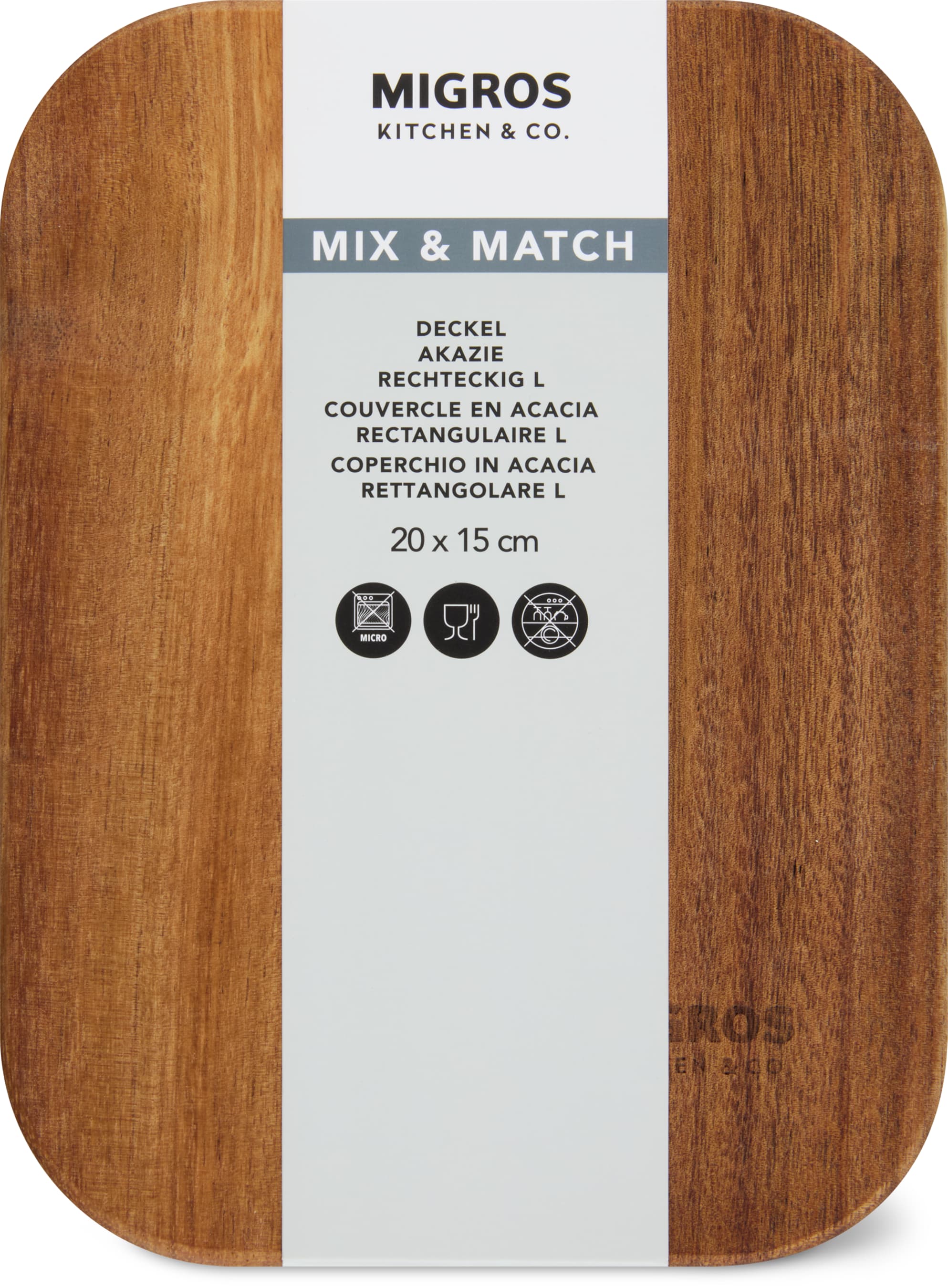 Coperchio in legno d'acacia L, 20,0 cm x 15,0 cm